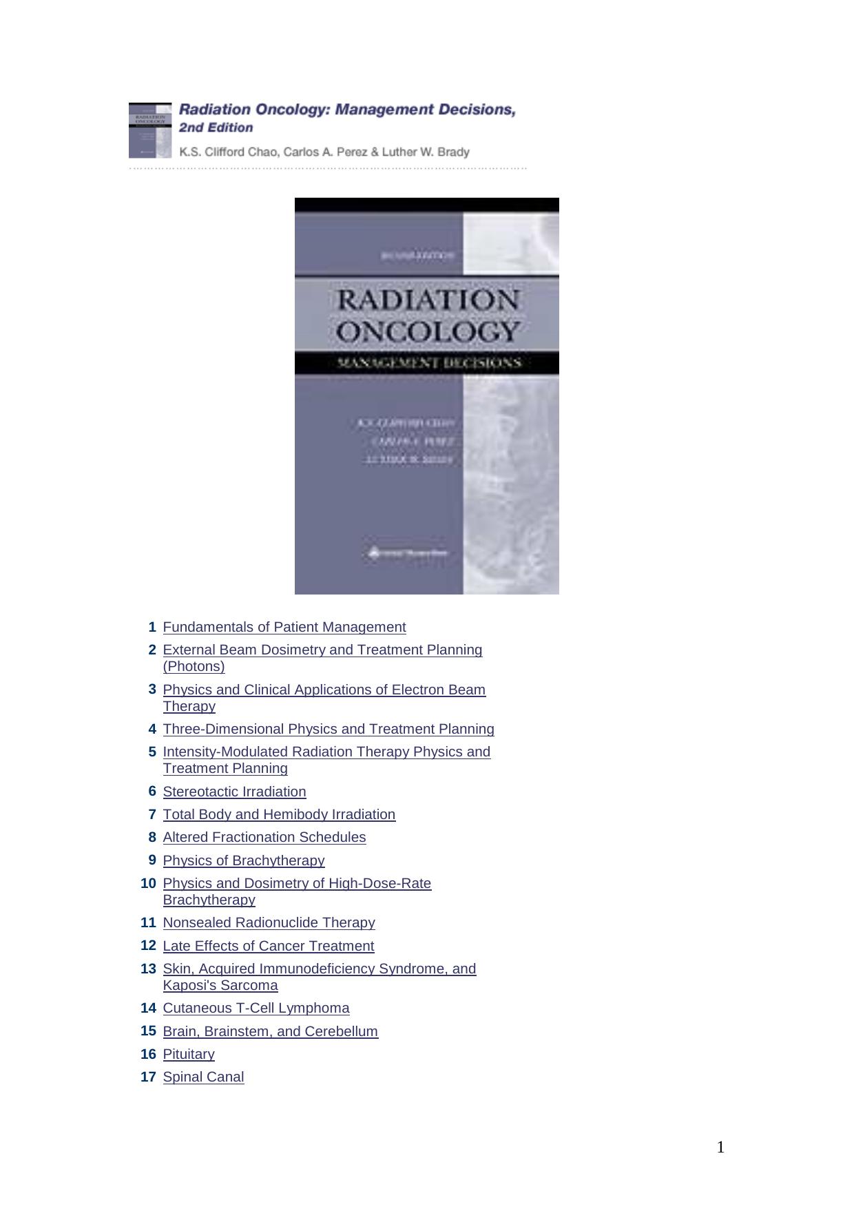 Radiation Oncology Management Decisions by K.S. Clifford Chao Carlos A. Perez Luther W. Brady