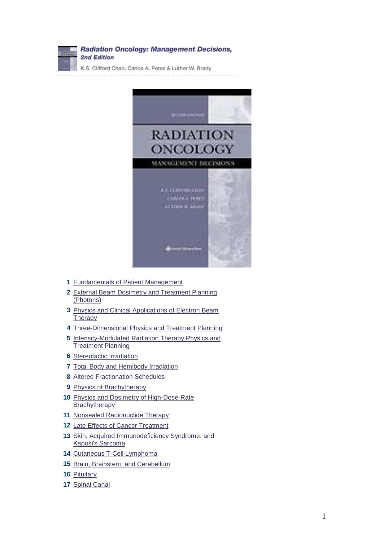 Radiation Oncology: Management Decisions (2nd Edition) by K.S. Clifford Chao Carlos A Perez Luther W Brady