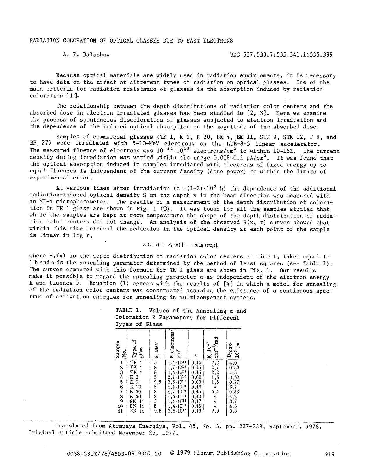 Radiation coloration of optical glasses due to fast electrons by Unknown