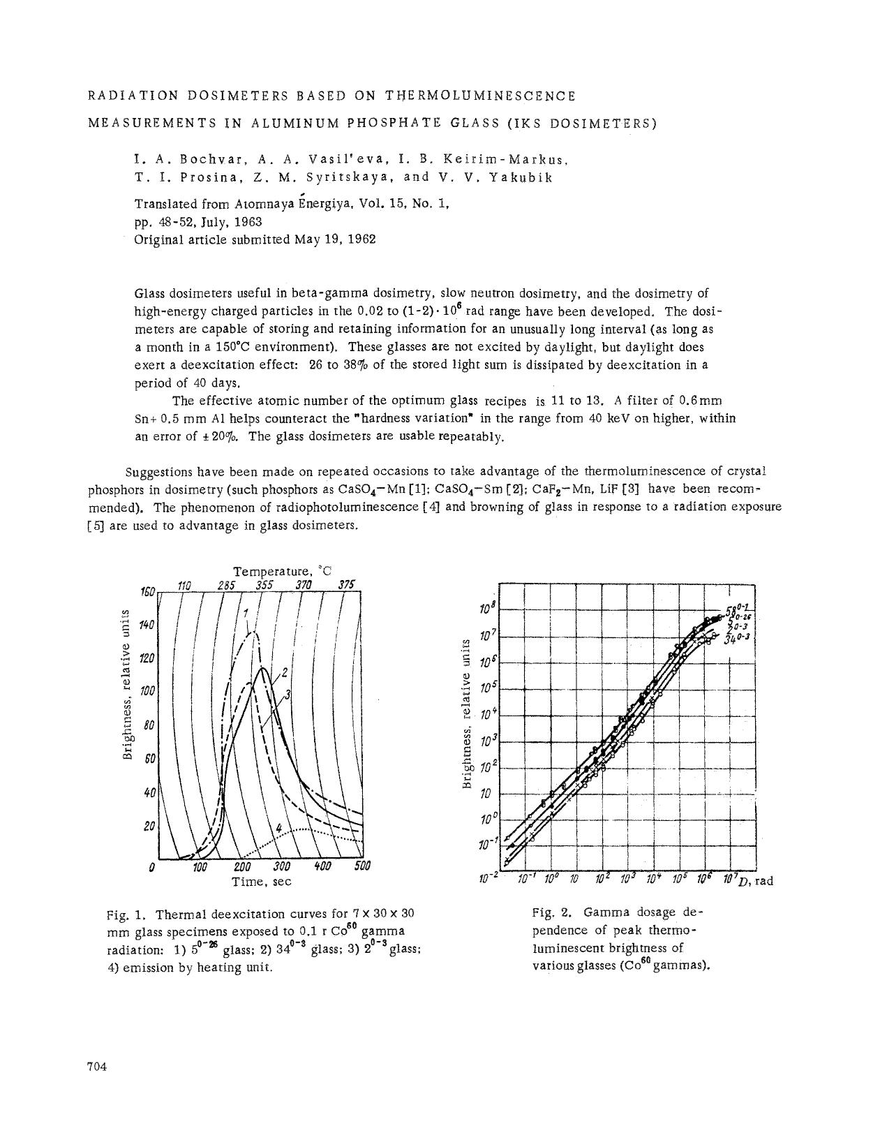 Radiation dosimeters based on thermoluminescence measurements in aluminum phosphate glass (IKS dosimeters) by Unknown