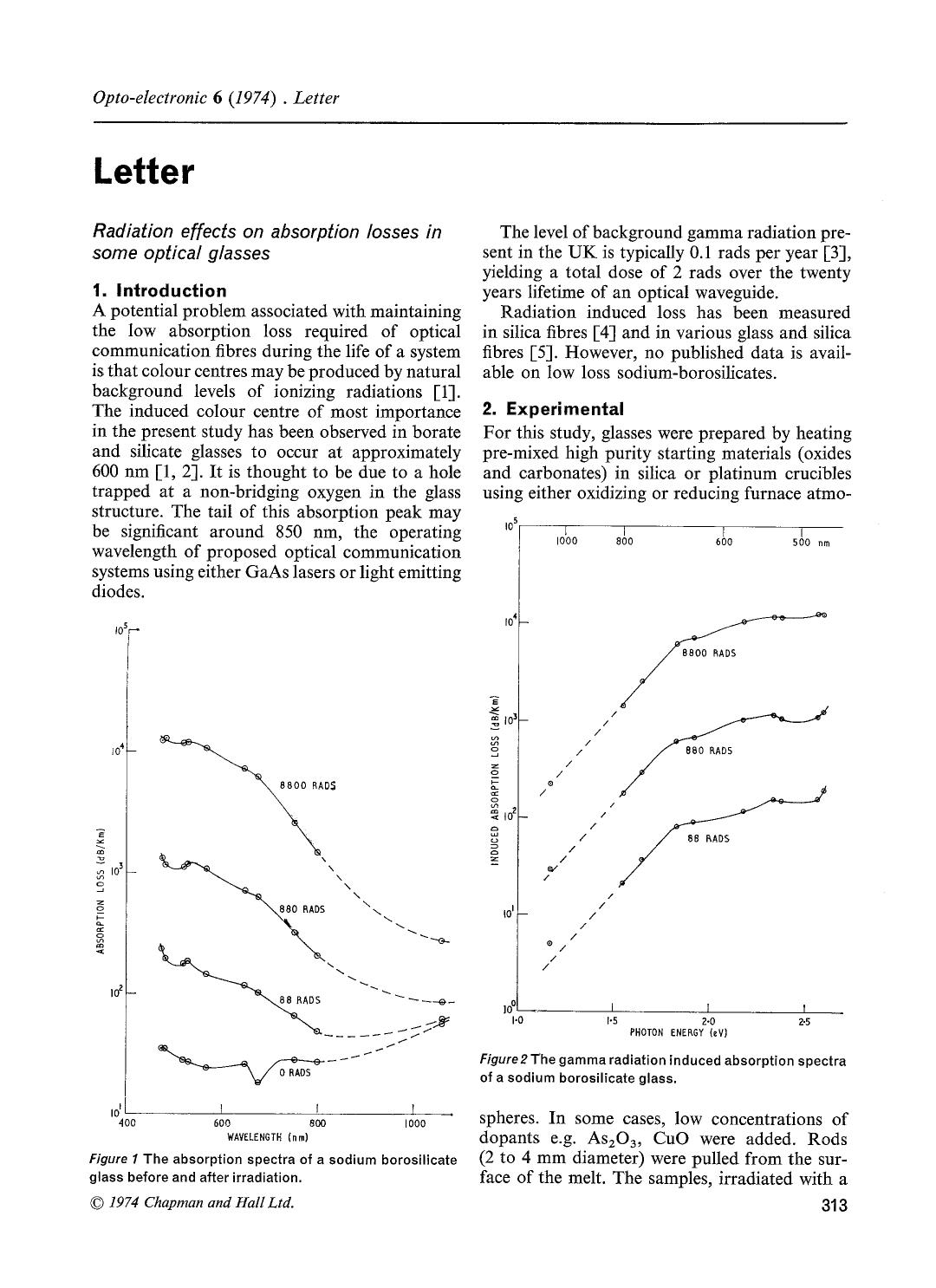 Radiation effects on absorption losses in some optical glasses by Unknown