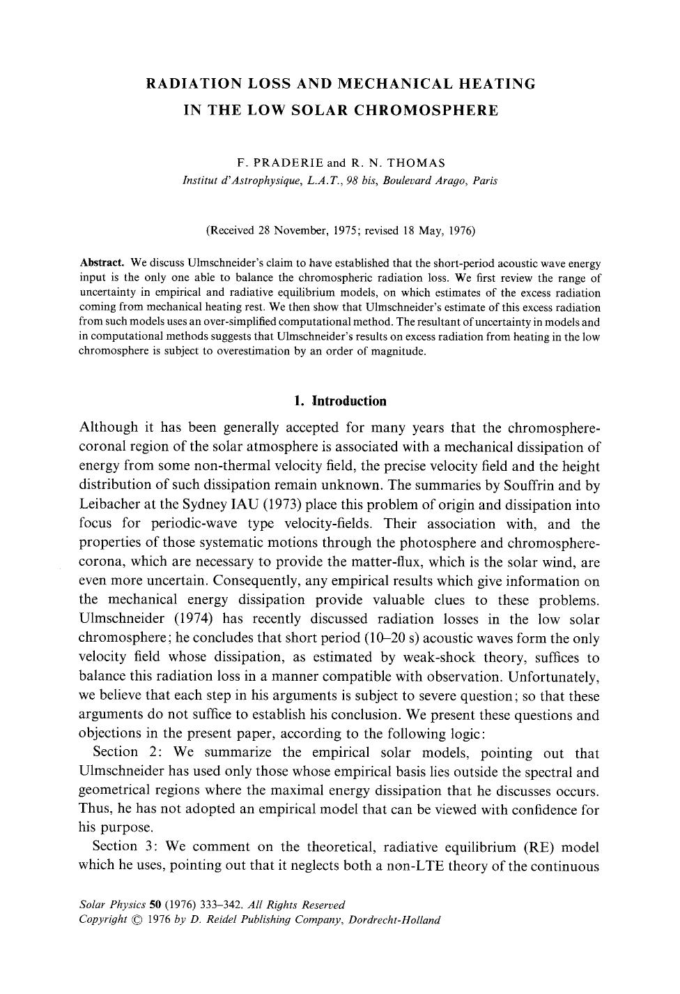 Radiation loss and mechanical heating in the low solar chromosphere by Unknown