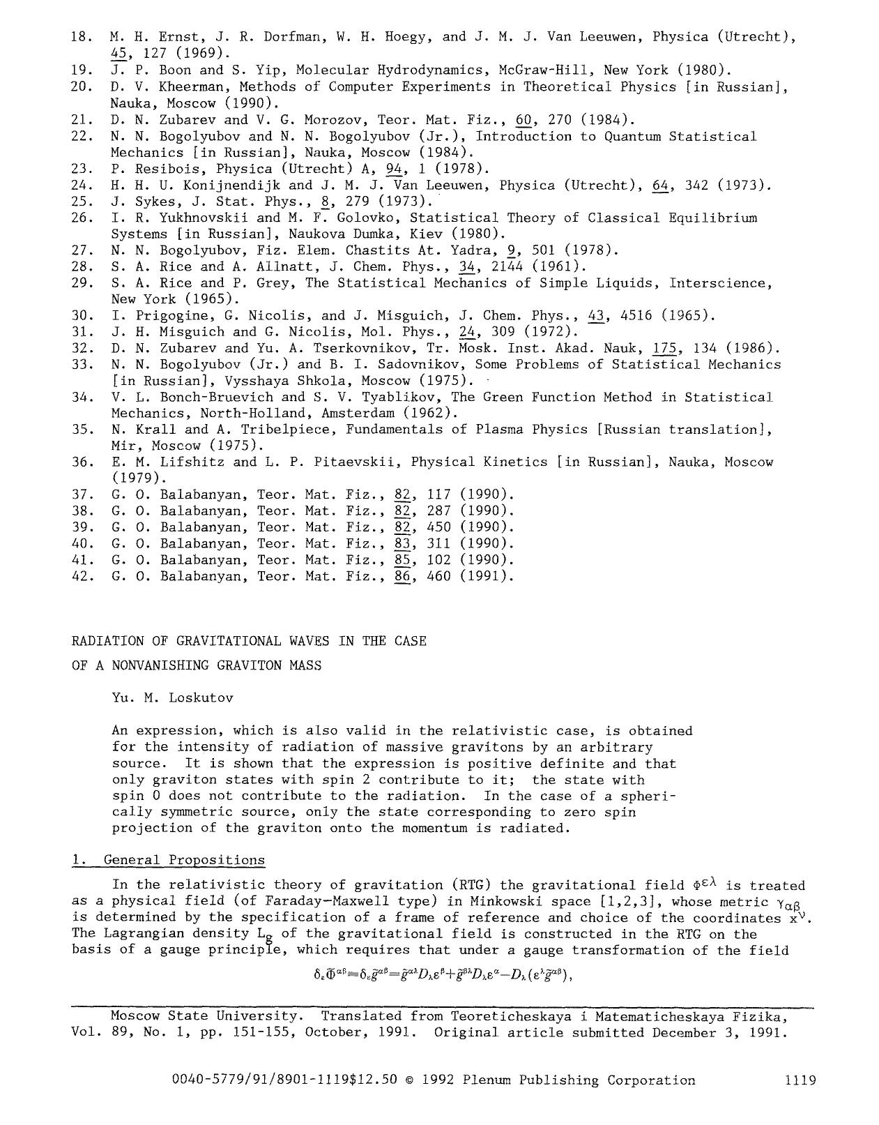 Radiation of gravitational waves in the case of a nonvanishing graviton mass by Unknown
