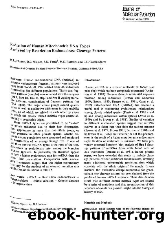 Radiation of human mitochondria DNA types analyzed by restriction endonuclease cleavage patterns by Unknown