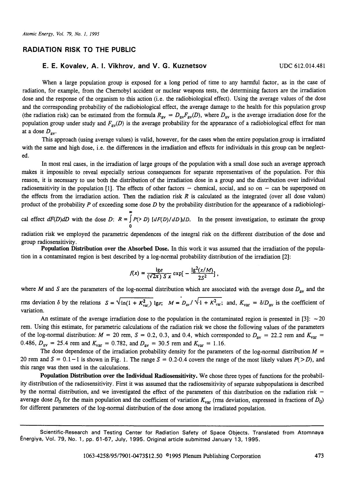 Radiation risk to the public by Unknown