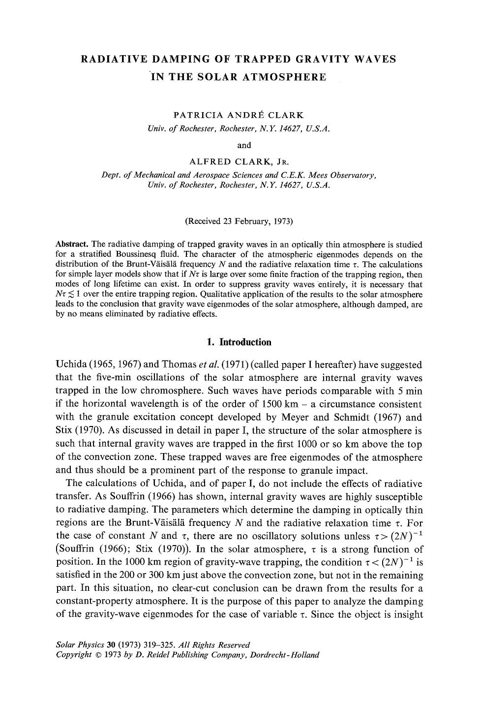 Radiative damping of trapped gravity waves in the solar atmosphere by Unknown