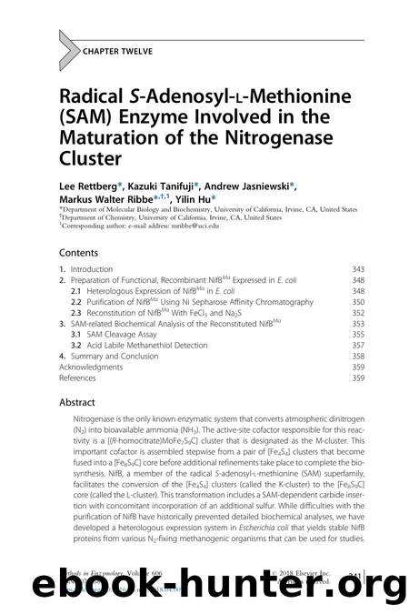 Radical S-Adenosyl-l-Methionine (SAM) Enzyme Involved in the Maturation of the Nitrogenase Cluster by Lee Rettberg & Kazuki Tanifuji & Andrew Jasniewski & Markus Walter Ribbe & Yilin Hu
