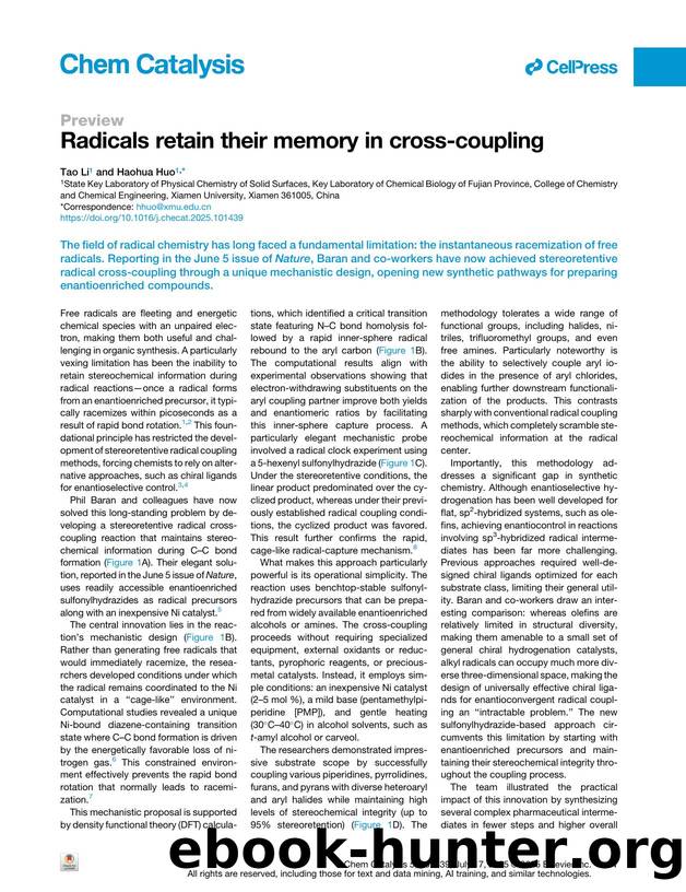Radicals retain their memory in cross-coupling by Tao Li & Haohua Huo