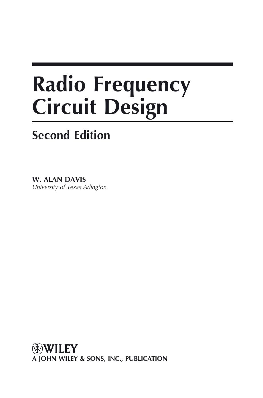 Radio Frequency Circuit Design, Second Edition by W. ALAN DAVIS