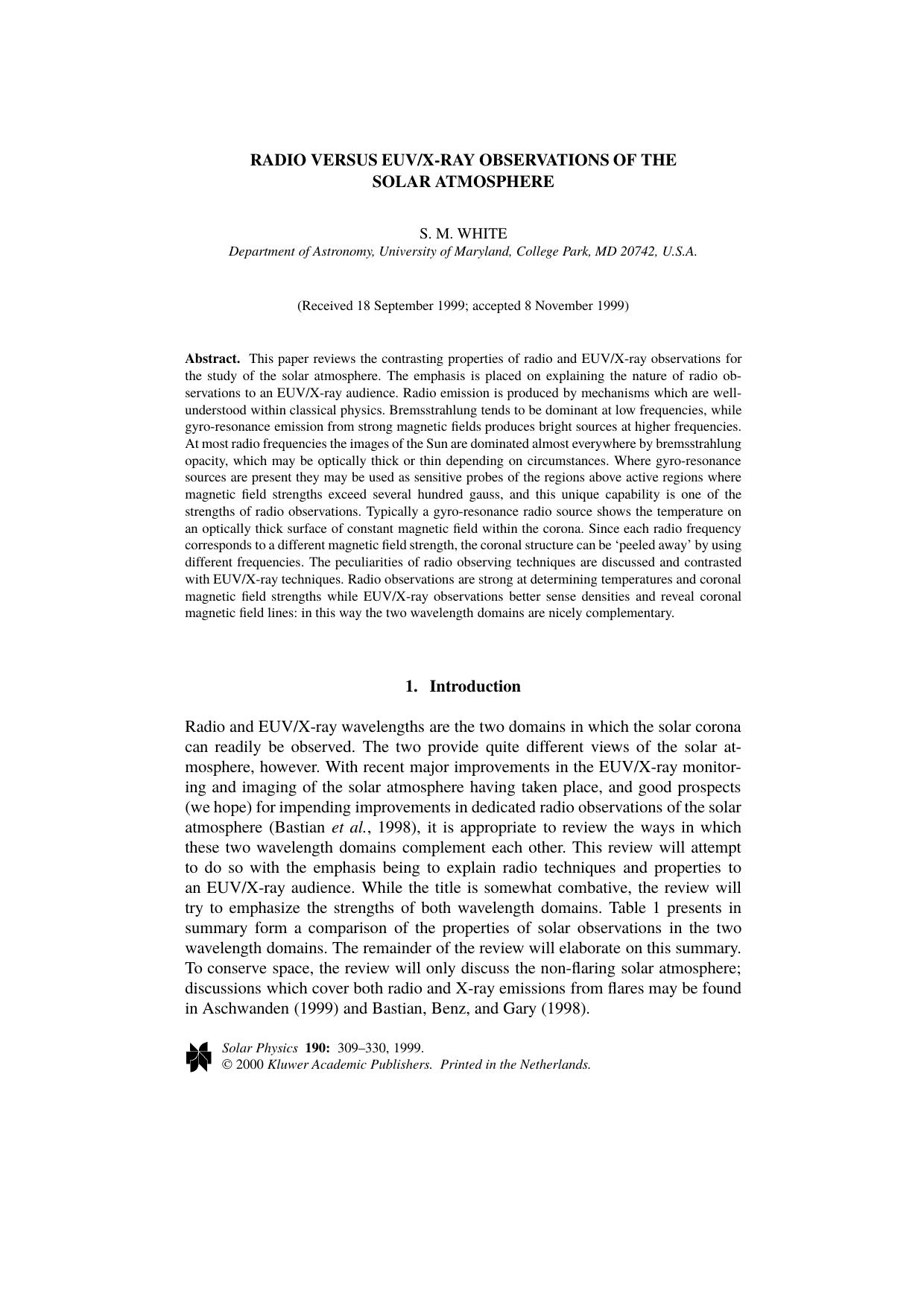 Radio Versus EUVX-Ray Observations of the Solar&#x00A0;Atmosphere by Unknown