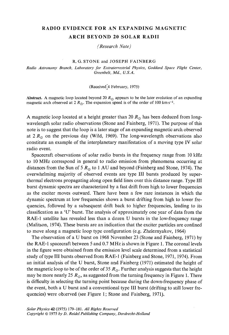 Radio evidence for an expanding magnetic arch beyond 20 solar radii by Unknown