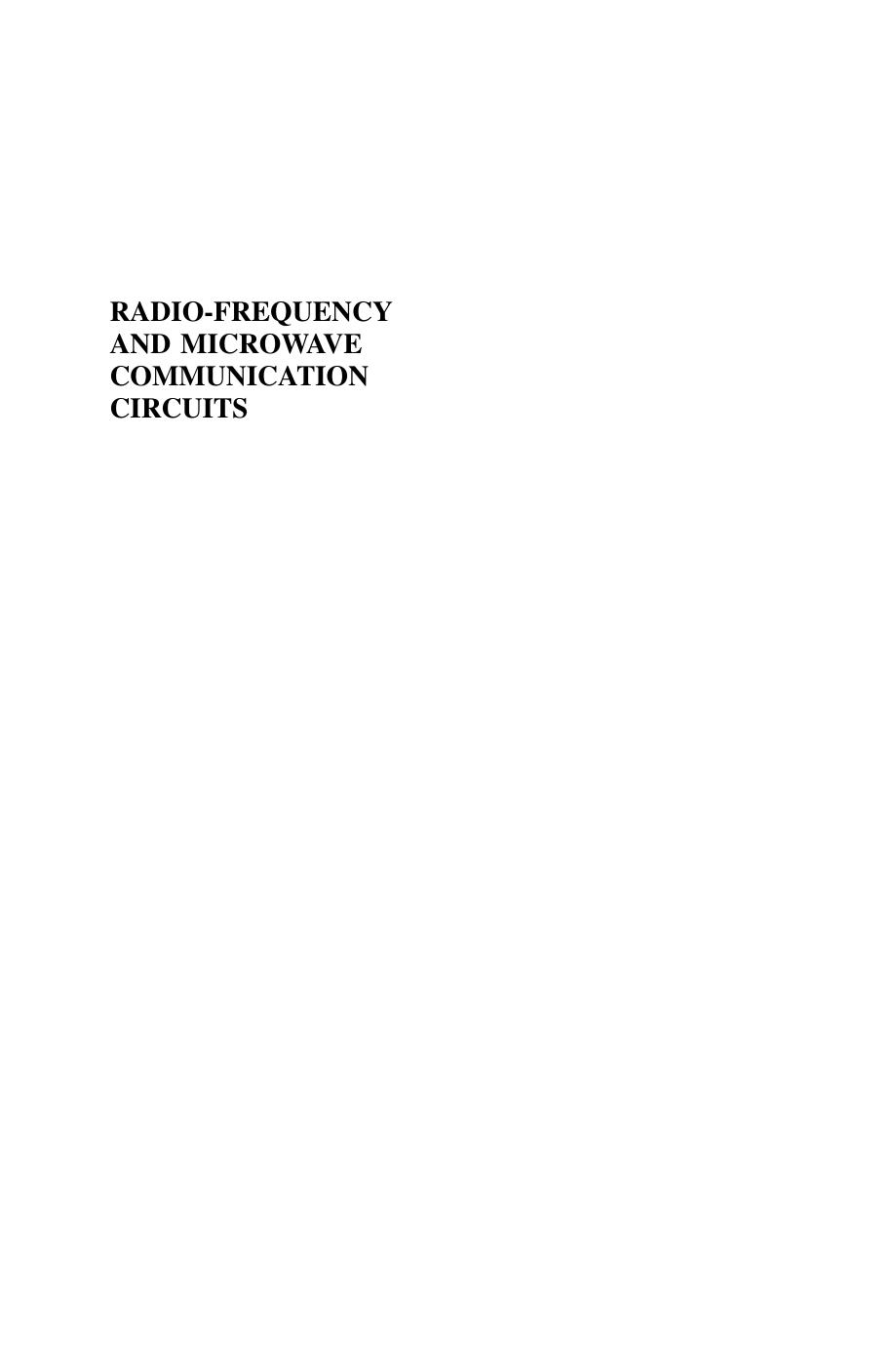 Radio-Frequency and Microwave Communication Circuits: Analysis and Design, Second Edition by Devendra K. Misra(auth.)