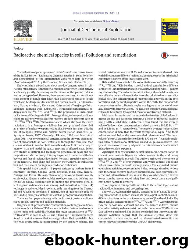 Radioactive chemical species in soils: Pollution and remediation by Jaume Bech & Manuela Abreu & Elena Korobova & Annamaria Lima & Carmen Pérez-Sirvent
