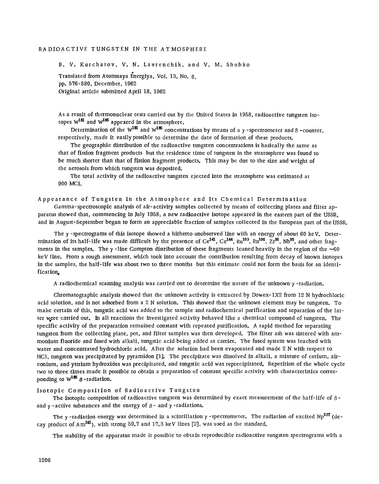Radioactive tungsten in the atmosphere by Unknown