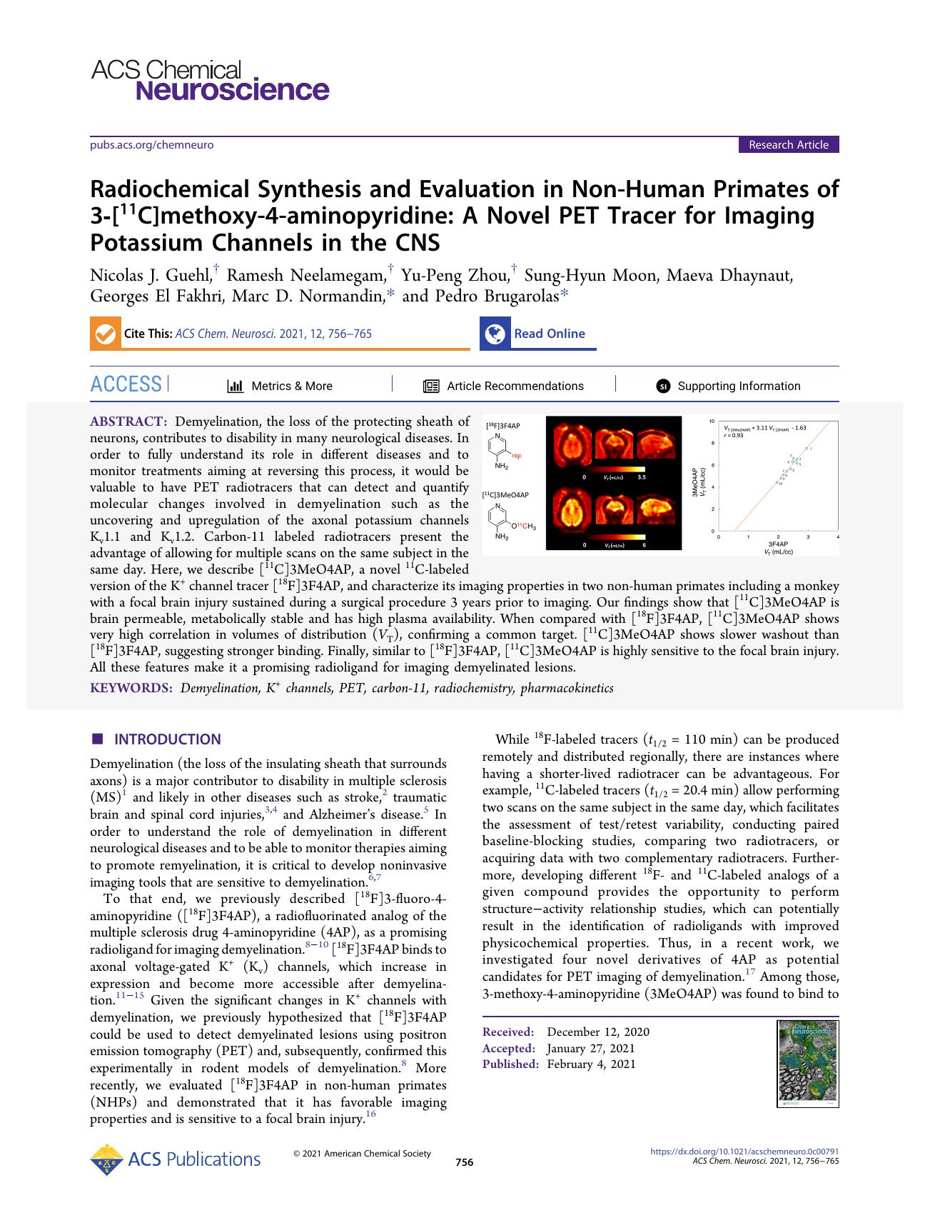 Radiochemical Synthesis and Evaluation in Non-Human Primates of 3-[11C]methoxy-4-aminopyridine: A Novel PET Tracer for Imaging Potassium Channels in the CNS by unknow