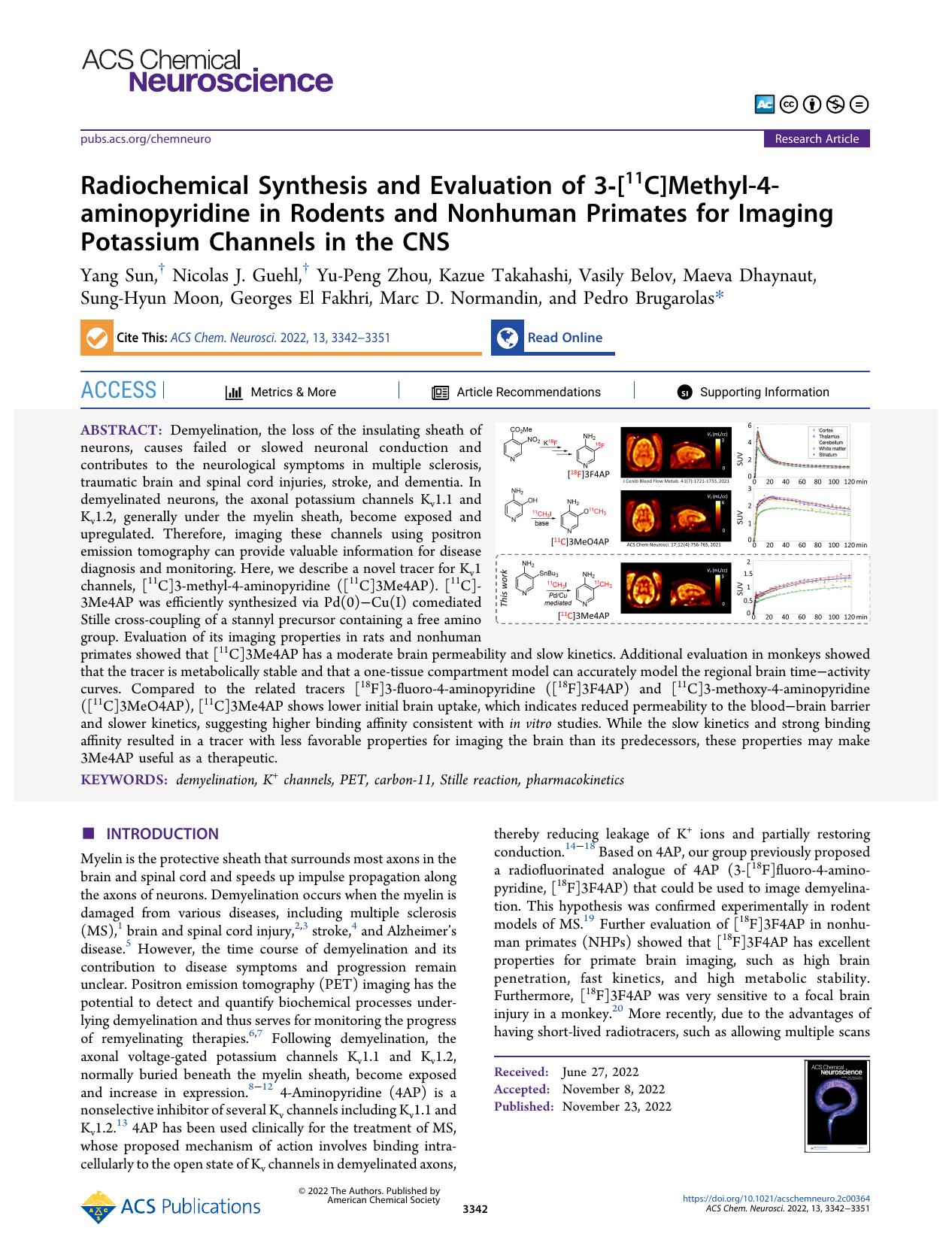 Radiochemical Synthesis and Evaluation of 3-[11C]Methyl-4-aminopyridine in Rodents and Nonhuman Primates for Imaging Potassium Channels in the CNS by unknow