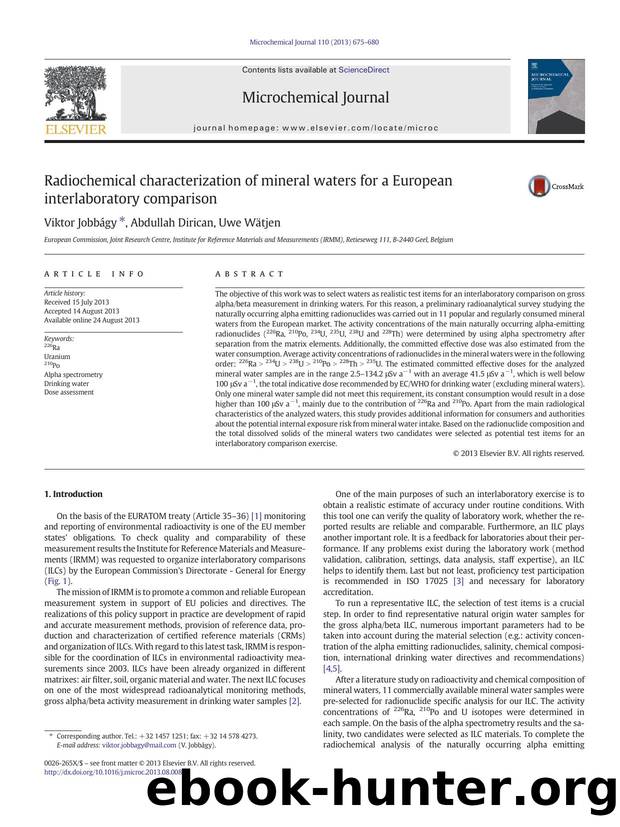 Radiochemical characterization of mineral waters for a European interlaboratory comparison by Viktor Jobbágy & Abdullah Dirican & Uwe Wätjen