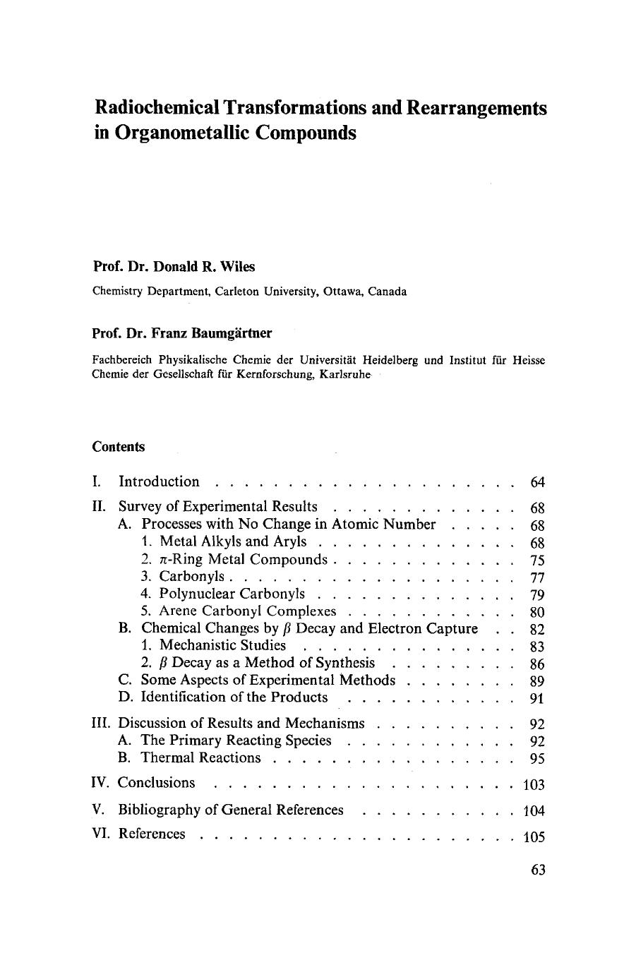 Radiochemical transformations and rearrangements in organometallic compounds by Unknown