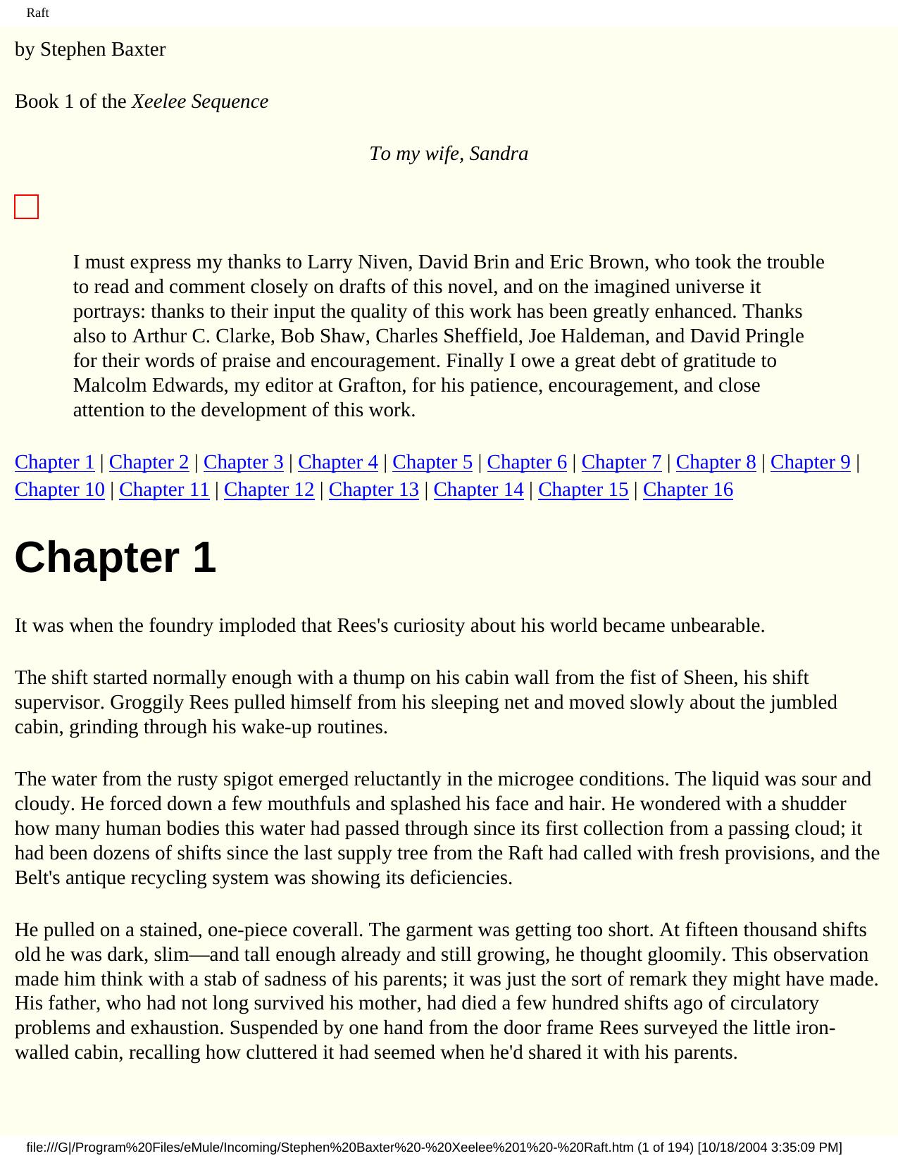 Raft by Stephen Baxter