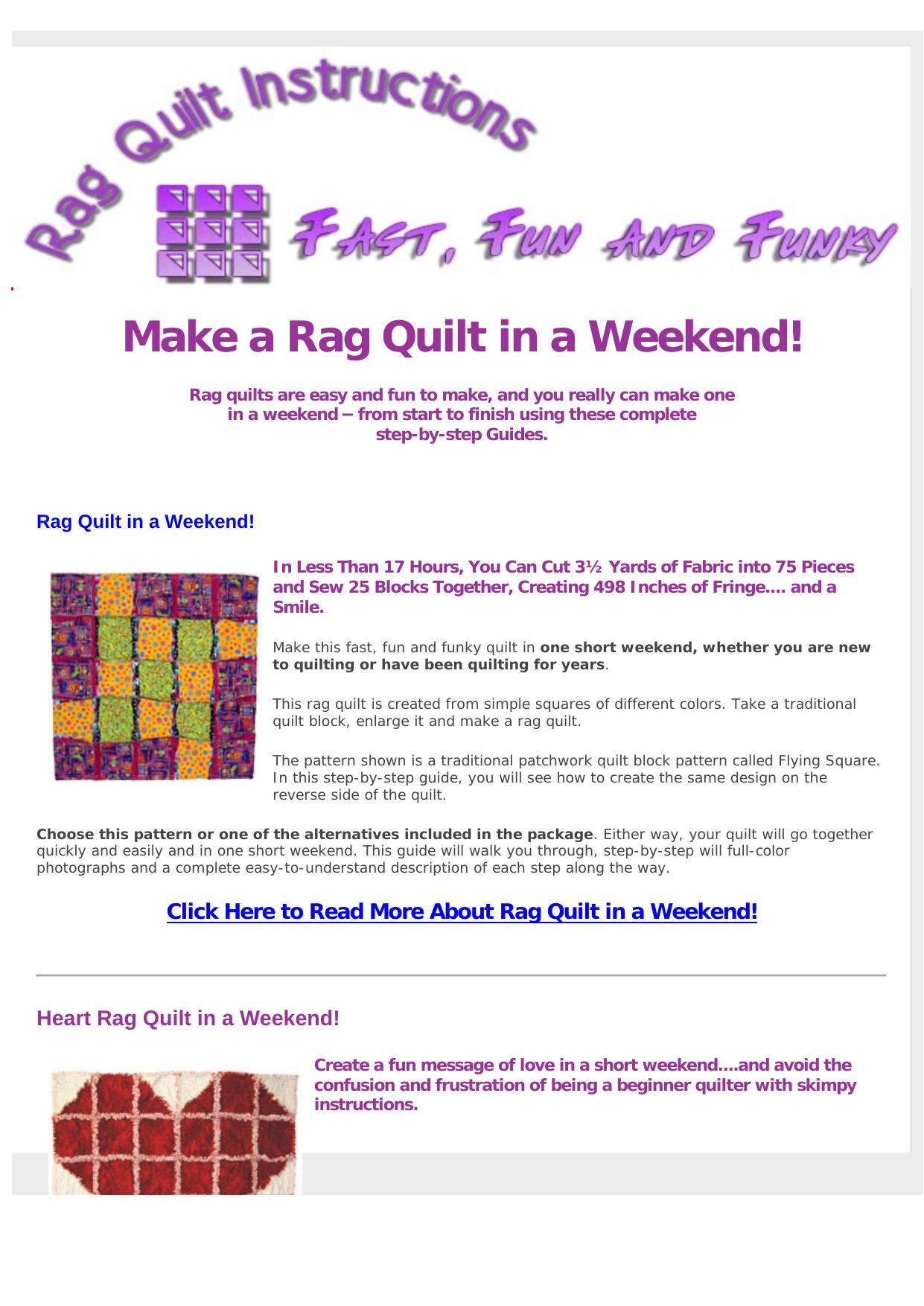 Rag Quilt Instructions. by Best of Kuszter's Collection