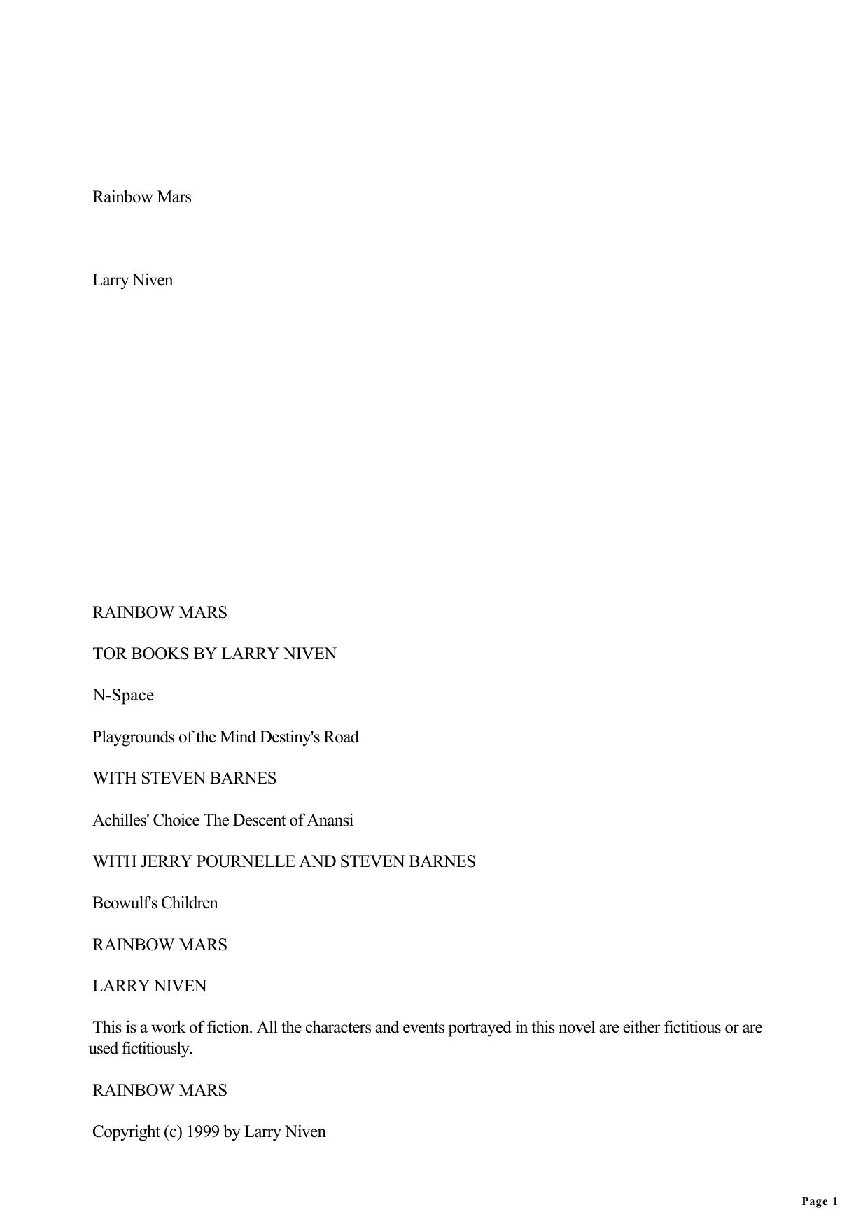 Rainbow Mars by Larry Niven