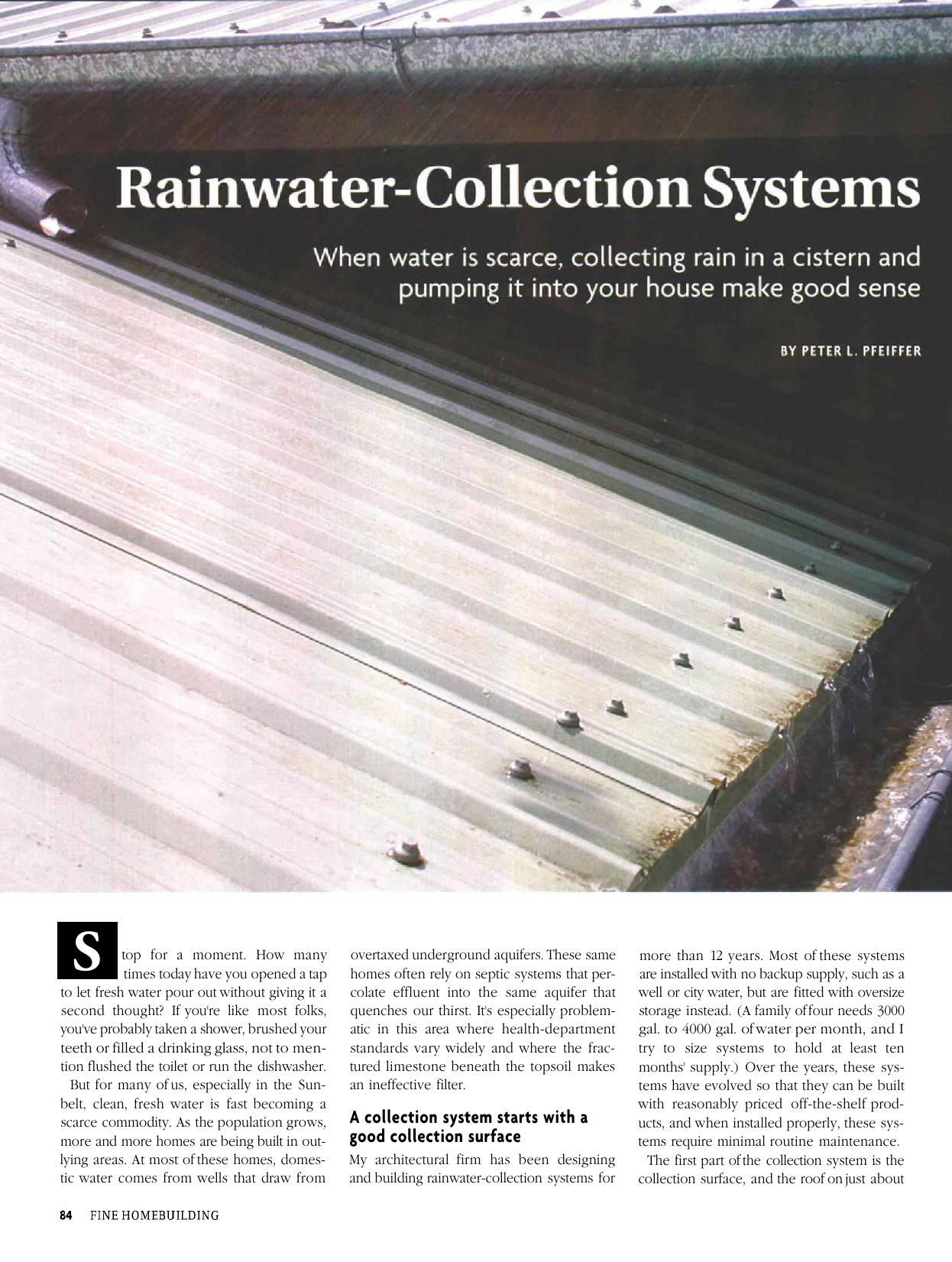 Rainwater-Collection Systems by Peter L. Pfeiffer