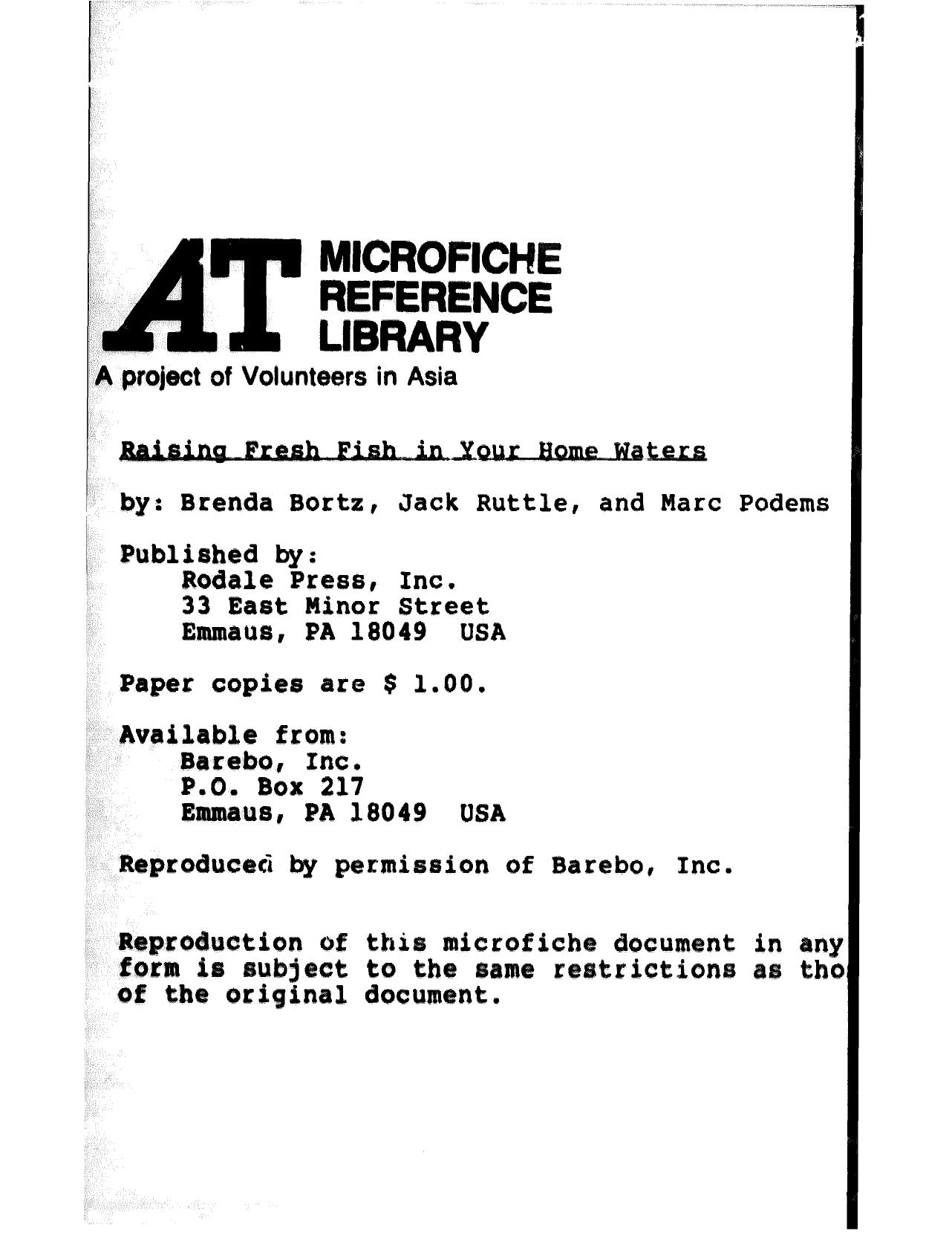 Raising Fresh Fish in Your Home Waters by Unknown