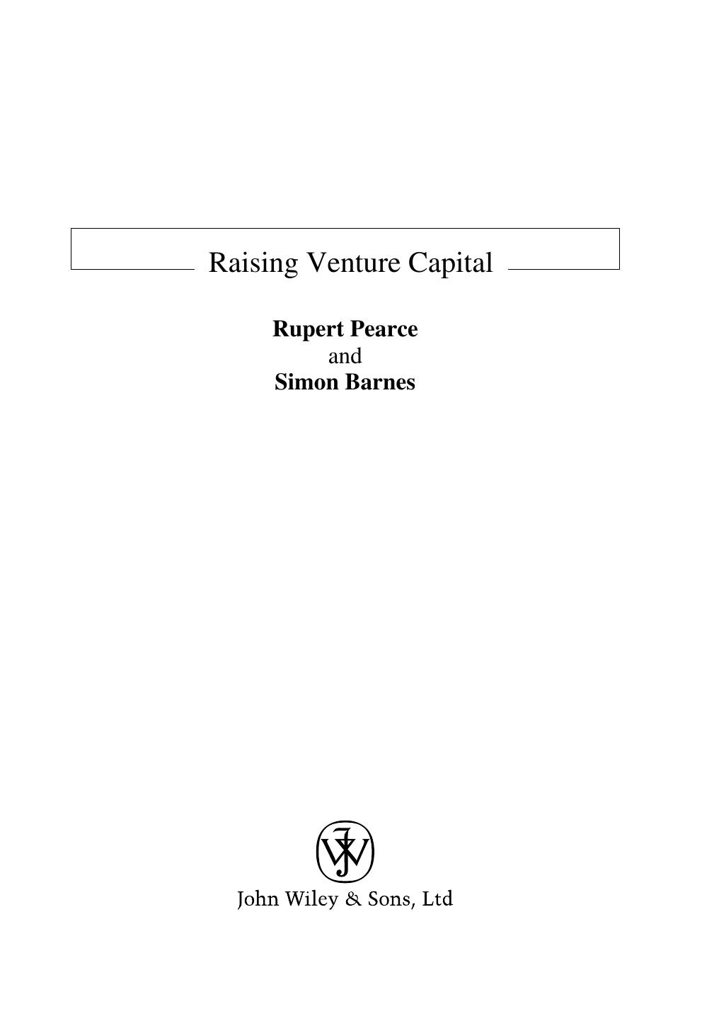 Raising Venture Capital by Rupert Pearce Simon Barnes