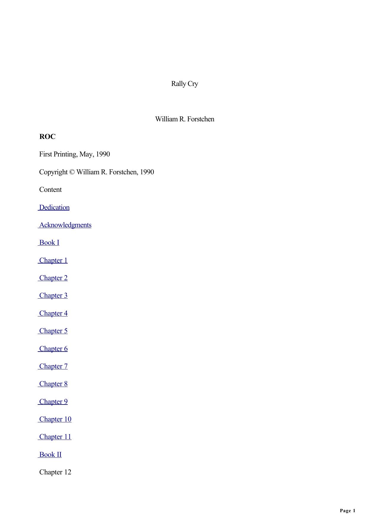 Rally Cry by William R. Forstchen