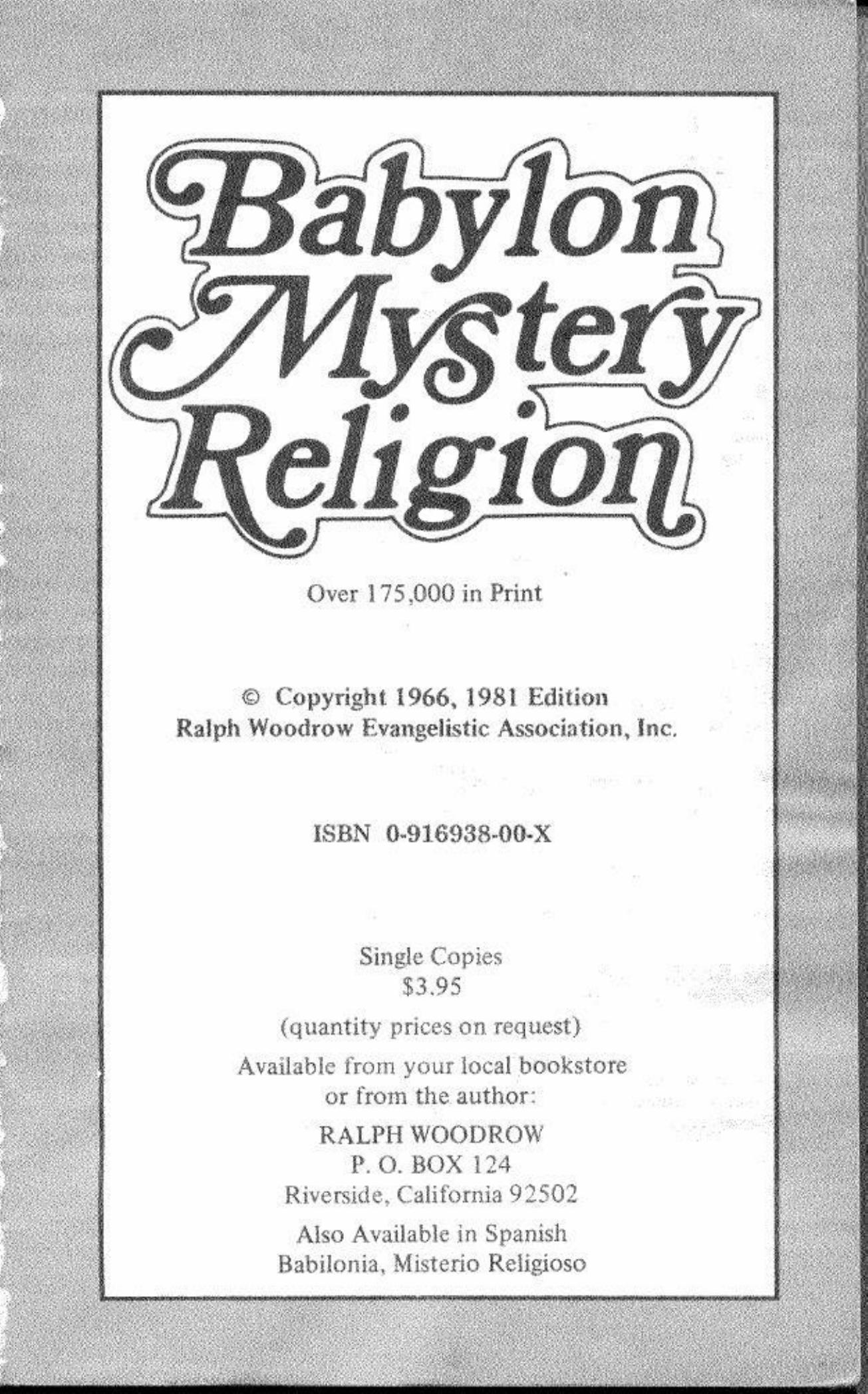 Ralph Woodrow - Babylon Mystery Religion by Ancient & Modern (1981) pdf