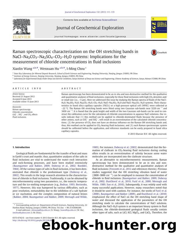 Raman spectroscopic characterization on the OH stretching bands in NaClâNa2CO3âNa2SO4âCO2âH2O systems: Implications for the measurement of chloride concentrations in fluid inclusions by Xiaolin Wang & Wenxuan Hu & I-Ming Chou