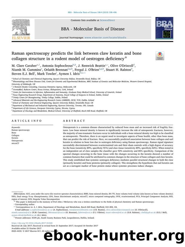 Raman spectroscopy predicts the link between claw keratin and bone collagen structure in a rodent model of oestrogen deficiency by unknow
