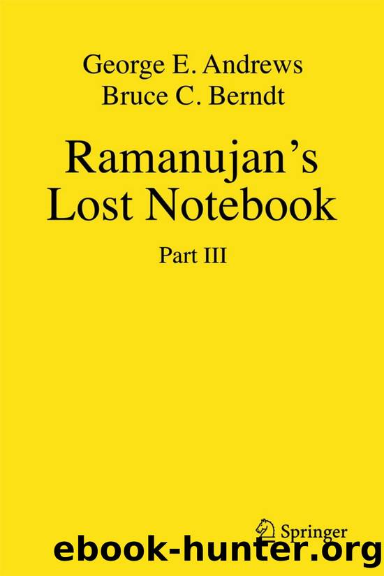 Ramanujan's Lost Notebook Part III by George E. Andrews, Bruce C. Berndt by Unknown