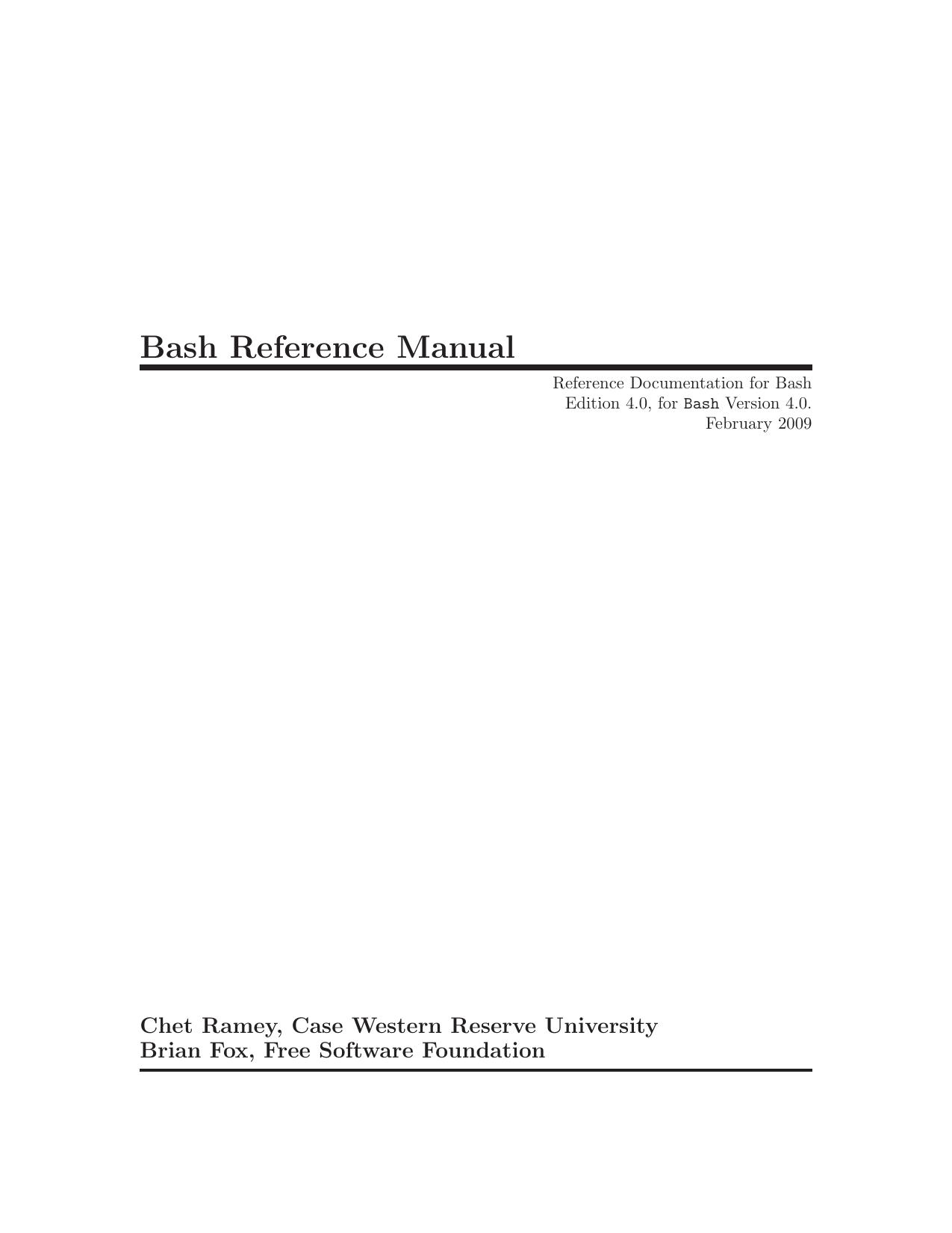 Ramey and Fox by Bash Reference Manual (2009)