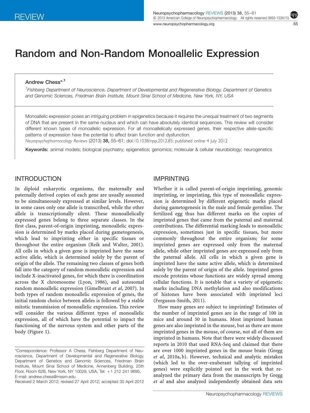 Random and Non-Random Monoallelic Expression by Andrew Chess