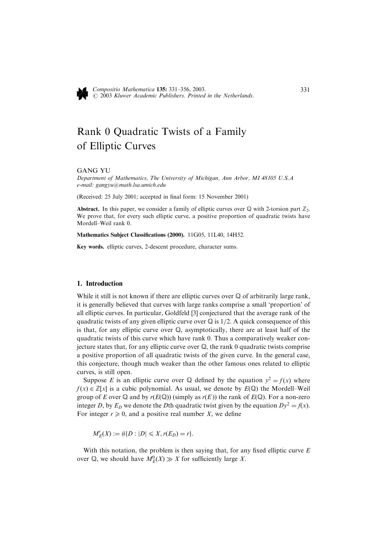 Rank 0 Quadratic Twists of a Family of Elliptic Curves by Unknown