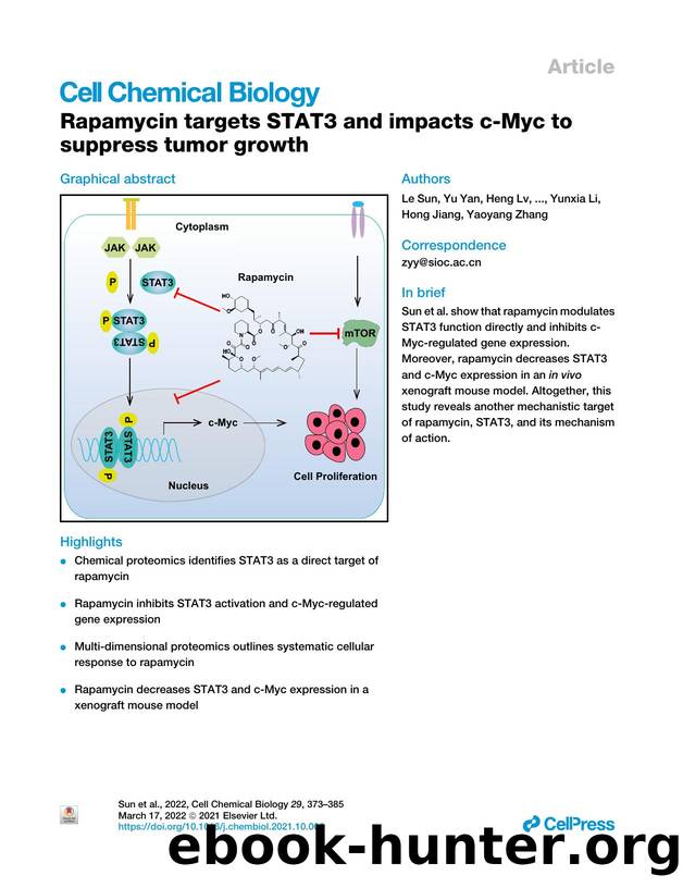 Rapamycin targets STAT3 and impacts c-Myc to suppress tumor growth by unknow
