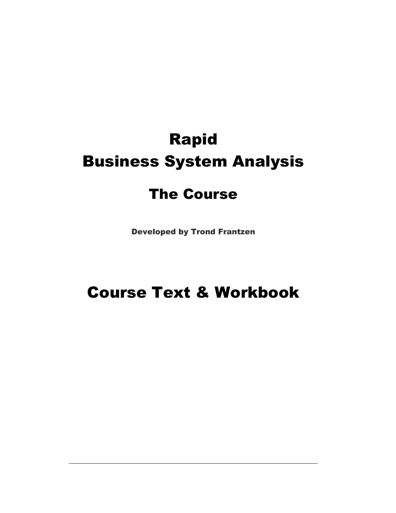 Rapid Agile Business System Analysis by Trond Frantzen