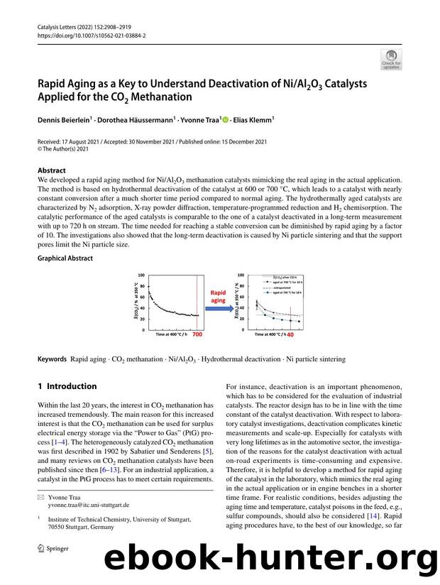 Rapid Aging as a Key to Understand Deactivation of NiAl2O3 Catalysts Applied for the CO2 Methanation by Dennis Beierlein & Dorothea Häussermann & Yvonne Traa & Elias Klemm