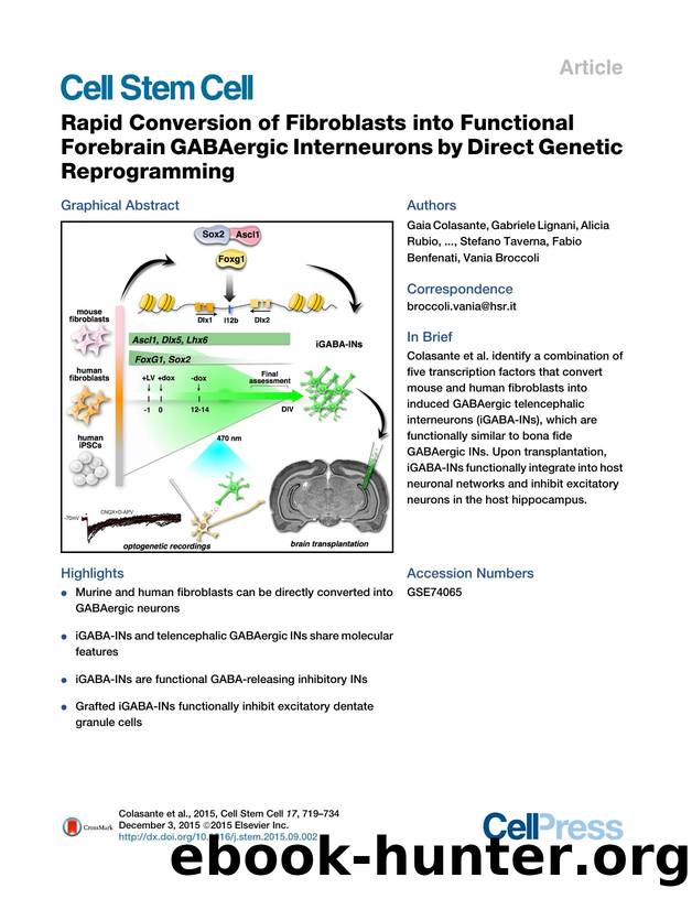 Rapid Conversion of Fibroblasts into Functional Forebrain GABAergic Interneurons by Direct Genetic Reprogramming by unknow