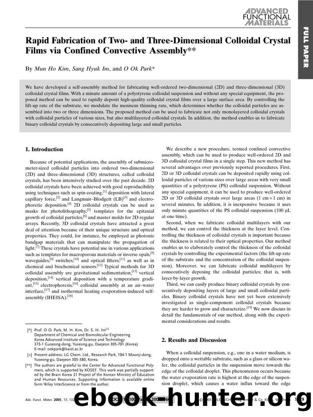 Rapid Fabrication of Two- and Three-Dimensional Colloidal Crystal Films via Confined Convective Assembly by Unknown
