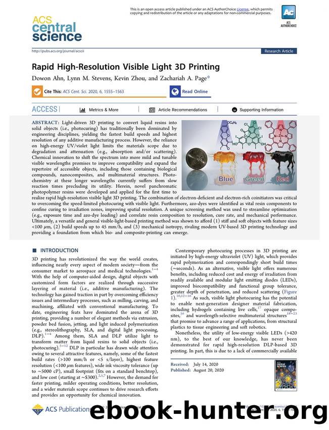 Rapid High-Resolution Visible Light 3D Printing by Dowon Ahn & Lynn M. Stevens & Kevin Zhou & Zachariah A. Page (ORCID: 0000-0002-1013-5422)