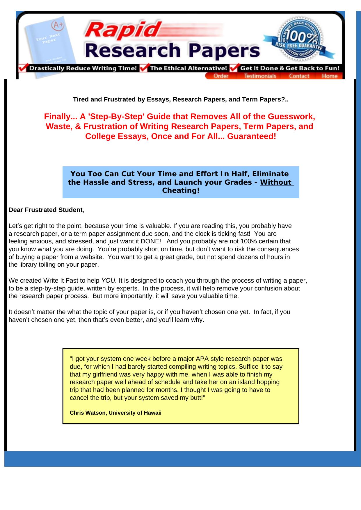 Rapid Research Papers - Write It Fast! by Best of Kuszter's Collection