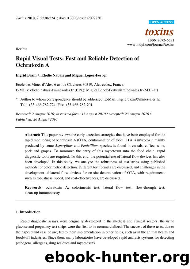 Rapid Visual Tests: Fast and Reliable Detection of Ochratoxin A by Ingrid Bazin & Elodie Nabais & Miguel Lopez-Ferber