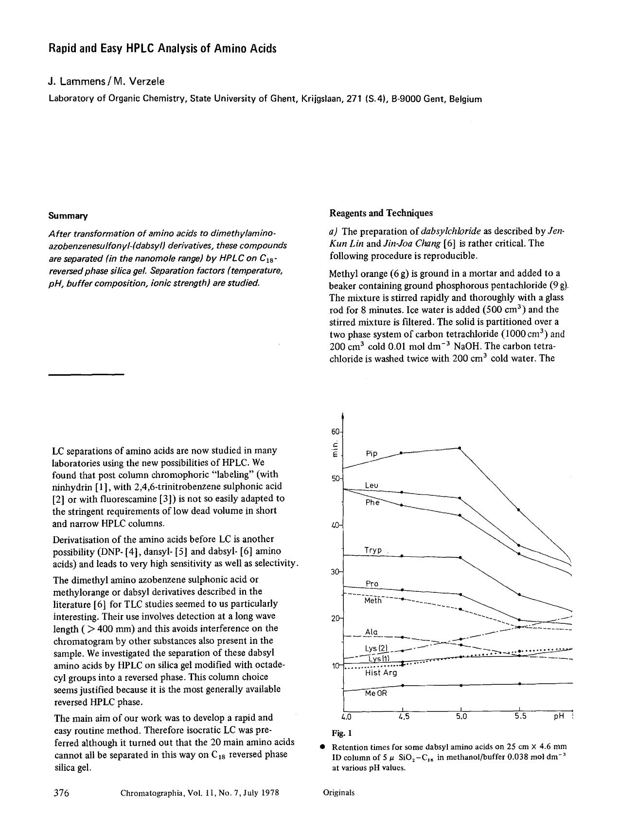 Rapid and easy HPLC analysis of amino acids by Unknown
