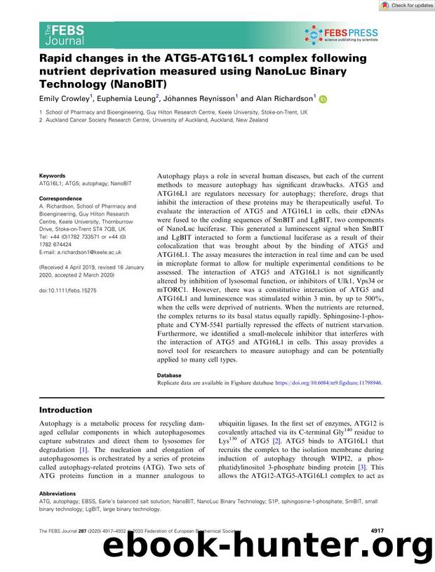 Rapid changes in the ATG5âATG16L1 complex following nutrient deprivation measured using NanoLuc Binary Technology (NanoBIT) by Unknown