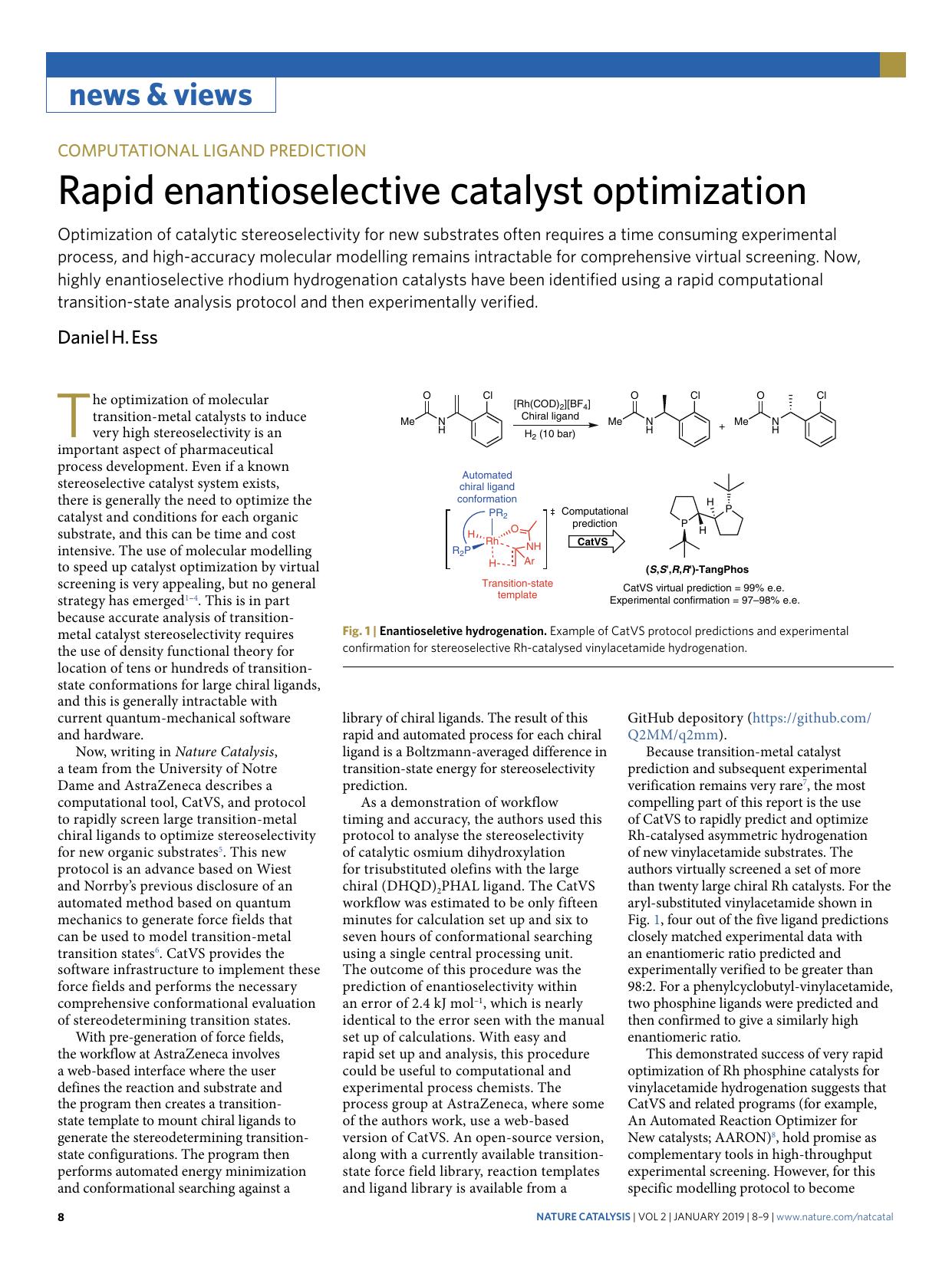 Rapid enantioselective catalyst optimization by Daniel H. Ess