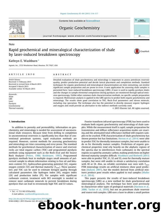 Rapid geochemical and mineralogical characterization of shale by laser-induced breakdown spectroscopy by Kathryn E. Washburn