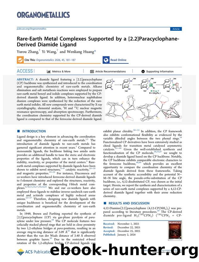 Rare-Earth Metal Complexes Supported by a [2.2]Paracyclophane-Derived Diamide Ligand by Yurou Zhang Yi Wang and Wenliang Huang