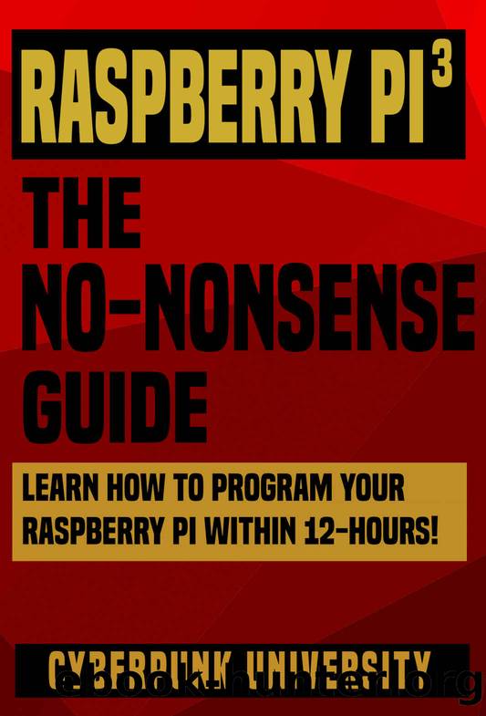 Raspberry PI 3: THE NO-NONSENSE GUIDE: Learn How To Program Your Raspberry Pi 3 Within 12-Hours! (Including The Top 6 Beginner Pi Projects + The Pi 3 Pinout Chart) by Cyberpunk University
